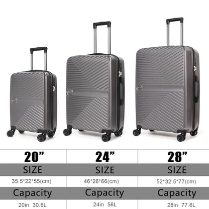 Luggage Set 3 Pieces -Suitcase Set - Luggage with Wheels - Check-in Luggage - PC + ABS Durable Suitcase Rotating Silent Wheels 3-Piece 20/24/28 Mint Green (grey) - color: grey