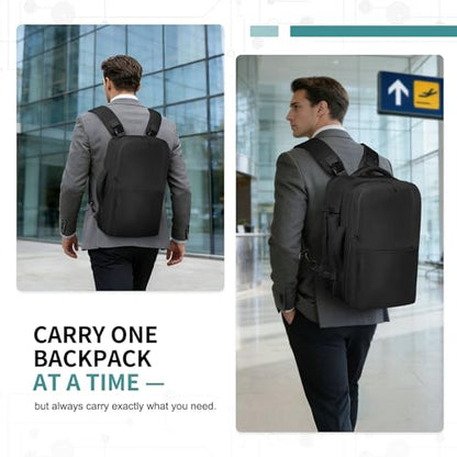 35L Expandable 2 in 1 Travel Backpack for 16 Inch Laptop Black - color: Black