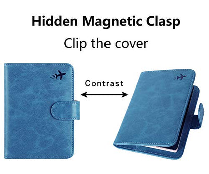 Passport Holder Cover Wallet RFID Blocking, Travel Essentials - color: Z _ #Blue