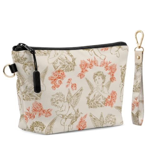 Fokongna Makeup Bag with Keychain Wristlet, Cherub Rose - color: Cherub Rose
