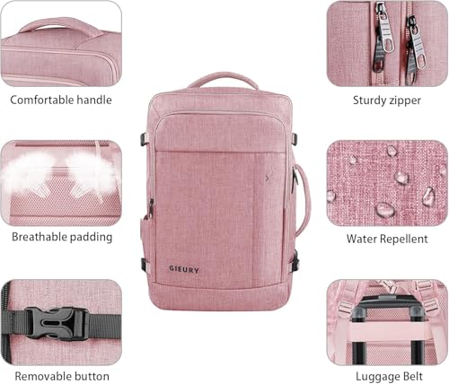 Gieury Carry On Backpack, 55L Extra Large Travel Backpack for Men & Women - color: Pink, size: 3X-Large(22"x14"x10")