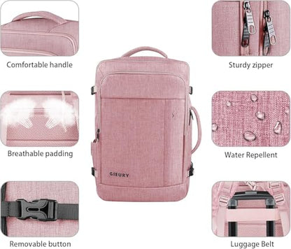Gieury Carry On Backpack, 55L Extra Large Travel Backpack for Men & Women - color: Pink, size: 3X-Large(22"x14"x10")