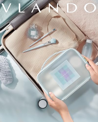 VLANDO Clear Travel Makeup Bag,Toiletry Bag for Women Girl,Blue - color: Large-Clear blue