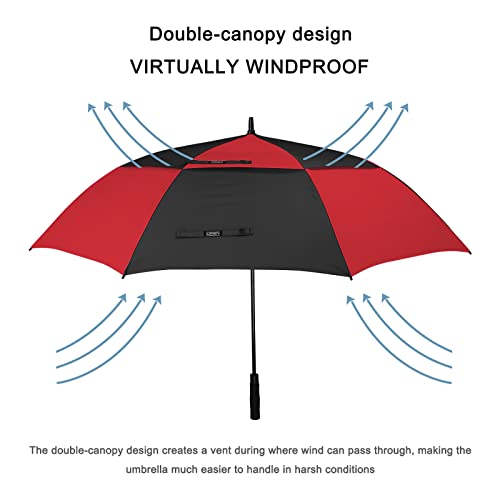 G4Free 47/54/62/68/72 Inch Golf Umbrella Windproof Auto Open Large Umbrella - color: Black/Red, size: 62 inch