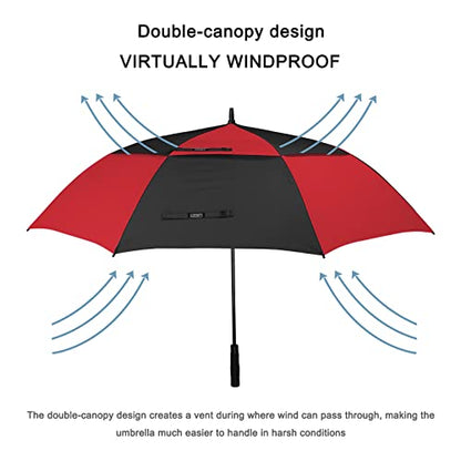 G4Free 47/54/62/68/72 Inch Golf Umbrella Windproof Auto Open Large Umbrella - color: Black/Red, size: 62 inch