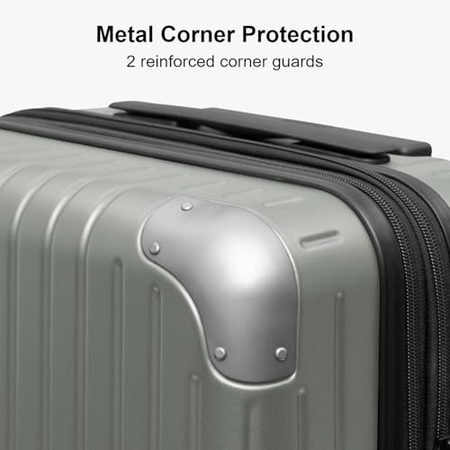 LEVEL8 Carry on Suitcase PC Hardside Luggage with Spinner Wheels 20" Green - color: Green, size: 20 Inch - Expandable