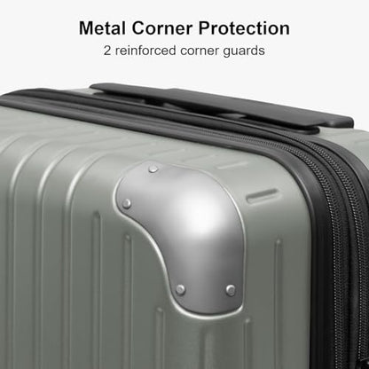 LEVEL8 Carry on Suitcase PC Hardside Luggage with Spinner Wheels 20" Green - color: Green, size: 20 Inch - Expandable