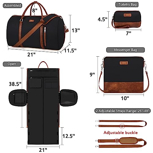 Convertible 2-in-1 Garment Bags for Travel with Waterproof Shoe Compartment - color: B-Black