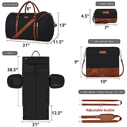 Convertible 2-in-1 Garment Bags for Travel with Waterproof Shoe Compartment - color: B-Black