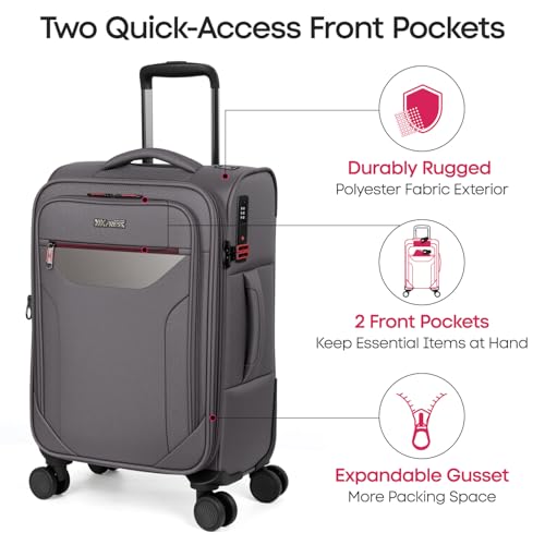 Softside Suitcases w/Wheels 32 Inch Luggage,Expandable 20% - color: Grey, size: Checked-Extra Large 32 inch