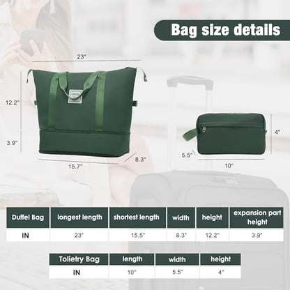 Merax Softside Luggage Set Lightweight 3 Piece Suitcase with Duffel Bag - color: Dark Green + bags, style: Softside Luggage(22/26/30)