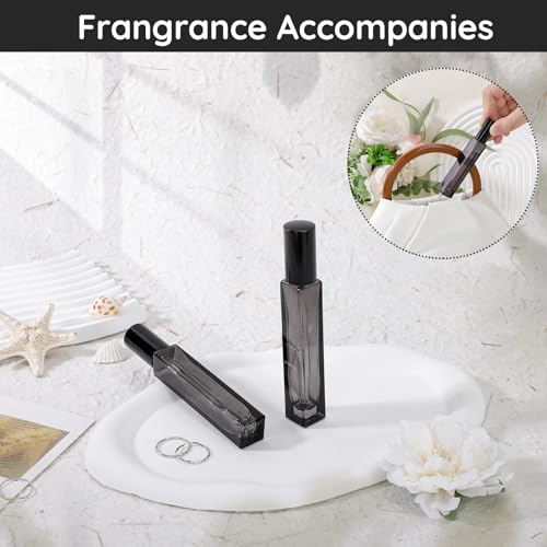Segbeauty 0.34oz Small Glass Perfume Atomizer Travel Refillable Bottles, 2pcs 10ml Perfume Container Portable, Black Mini Cologne Sprayer Atomizer Empty, Cologne Travel Bottle with Dispensing Kit - color: Black