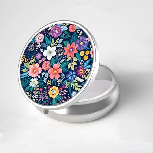 LRITER Pill Case, 3 Compartment Portable Travel Pill Box, Pillbox Organizer - color: Pill Case-flower