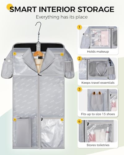 MATEIN Carry On Garment Bags for Travel, Double Layer Womens Garment Bag