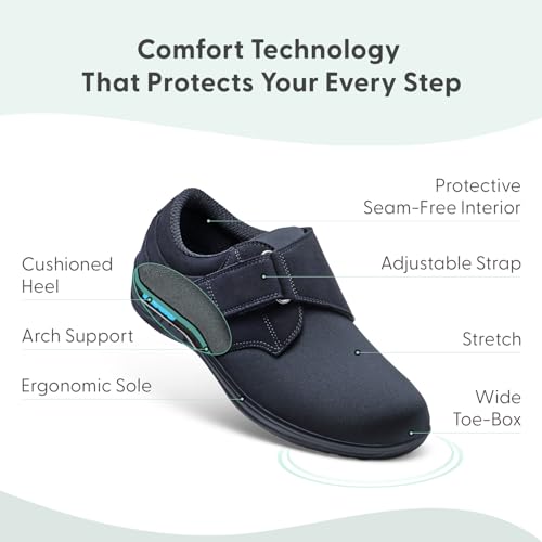 Orthofeet Wichita Orthopedic Women's Casual Shoes | Lightweight, Stretchable Ladies Shoe with Adjustable Monk Strap, Arch Support, Comfortable Ergonomic Cushioning, Wide Toe Box - size: 9.5