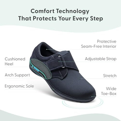 Orthofeet Wichita Orthopedic Women's Casual Shoes | Lightweight, Stretchable Ladies Shoe with Adjustable Monk Strap, Arch Support, Comfortable Ergonomic Cushioning, Wide Toe Box - size: 5.5