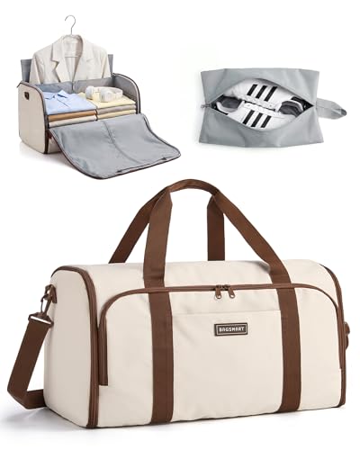 BAGSMART 2-in-1 Garment Duffle Bag with with Shoes Bag, White - color: White