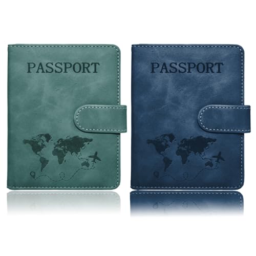 Passport Holder for Travel Essentials, 2 Pack Rfid Passport Cover for Women Men