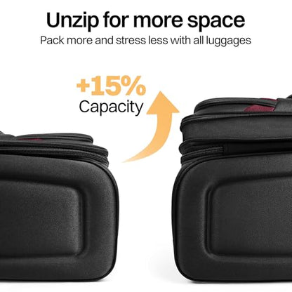 24'' Luggage,Softside Suitcase,w/LOCK,Expandable 15% - color: Black-Burgundy, size: Checked-Medium 24-Inch