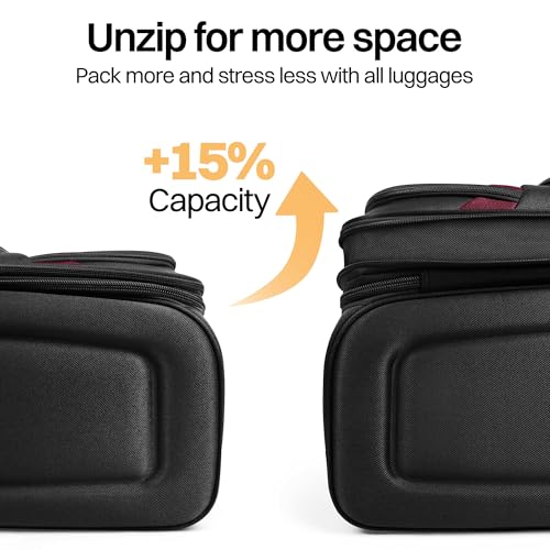 24'' Luggage,Softside Suitcase,w/LOCK,Expandable 15% - color: Black-Burgundy, size: Checked-Medium 24-Inch