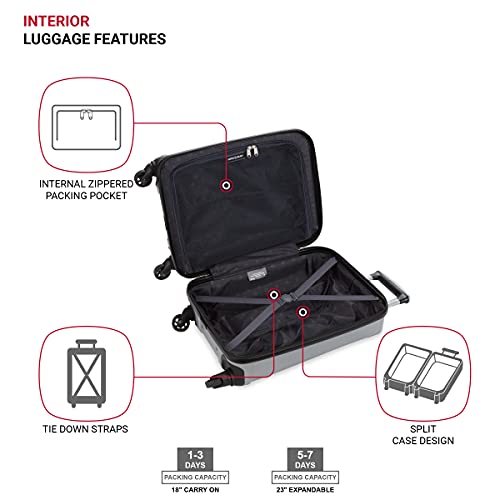 SwissGear 3750 Hardside Luggage with Spinner Wheels, Silver, 2-Piece Set (18.5/23) - size: 2-Piece Set (18.5/23)