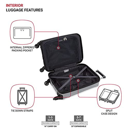 SwissGear 3750 Hardside Luggage with Spinner Wheels, Silver, 2-Piece Set (18.5/23) - size: 2-Piece Set (18.5/23)