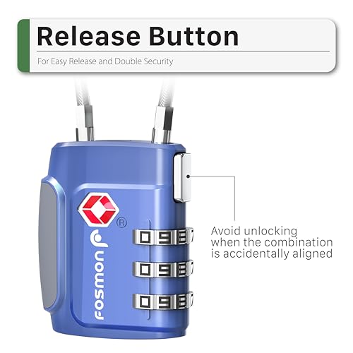 Fosmon TSA Approved Cable Luggage Locks, 3 Digit Combination, 2 Pack Blue - style: 3 Digit blue 2 pack