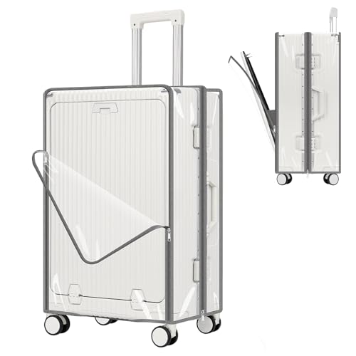 Yotako Clear Luggage Cover Protector with Front Pocket Zipper 32 Inch - color: 80%clear 20%grey, size: 32inch