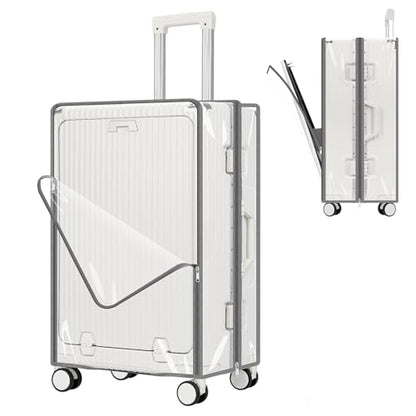 Yotako Clear Luggage Cover Protector with Front Pocket Zipper 32 Inch - color: 80%clear 20%grey, size: 32inch