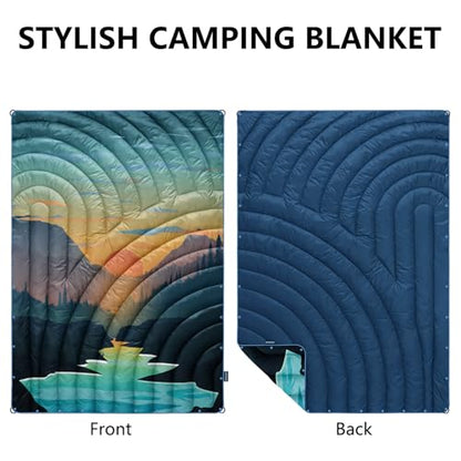 Puffy Camping Blanket,Large Camp Blanket Outdoor Camping Quilt - color: Sunset, size: 52x75"