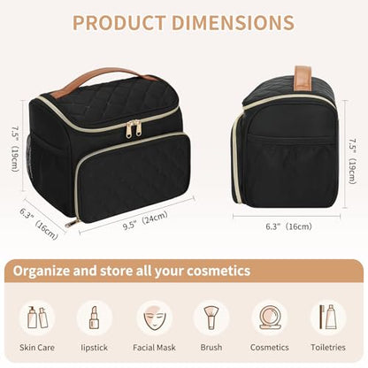 Makeup Case, Large Make Up Bag Organizer, Travel Cosmetic Storage - color: Black