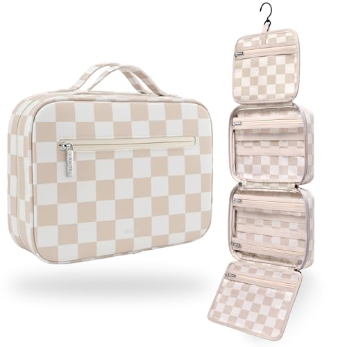 VANDEL Waterproof Hanging Toiletry Bag [TSA-Approved] Cosmet Travel Bag - color: Neutral Checker