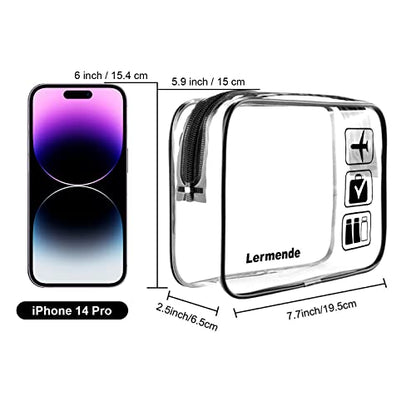Lermende Clear Toiletry Bag TSA Approved Quart Size Travel Carry On - 2Pcs - color: Black, size: 2 Pack