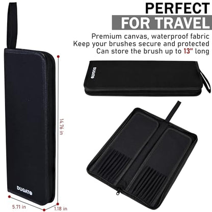 DUGATO Long Brush Holder & Organizer, Canvas Case 5.7 x 14.8 in, Black - color: Black, size: Large 5.7x14.8 inches