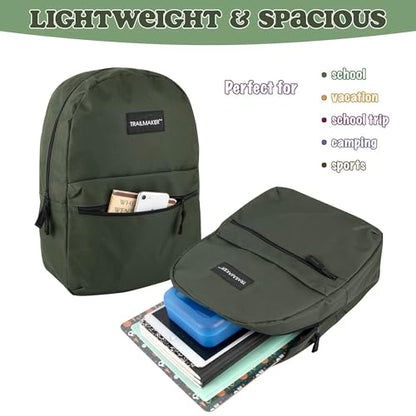 Trail maker Classic 17 inch Backpacks with Adjustable Padded Straps | School Backpacks for Girls, Boys - color: Green