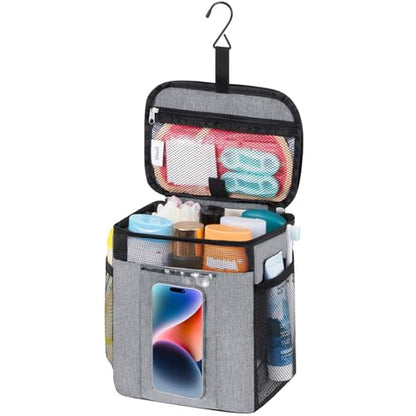 Lifewit Mesh Shower Caddy, Hanging Bathroom Organizer with PVC Phone Bag - color: Grey, size: M(8.3"L x 6"W x 10"H)