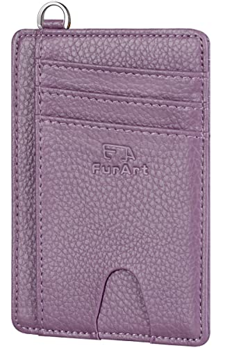 FurArt Slim Minimalist Wallet RFID Credit Card Holder for Men - color: Litchi Lavender