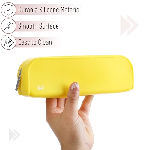Mr. Pen- Silicone Pencil Case, Aesthetic Pencil Bag for Women, Makeup Pouch - color: Yellow