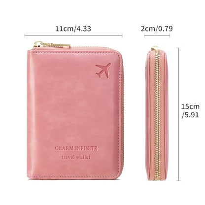Travel Passport Wallet RFID Blocking Passport Holder-Women and Men with Zippered Ladies Passport Cover - color: H-Light Pink