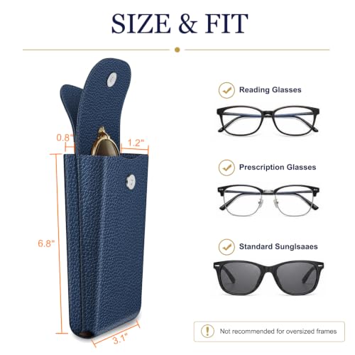 FINTIE Double Glasses Case with Carabiner Hook, Vegan Leather Eyeglass Case - color: Navy