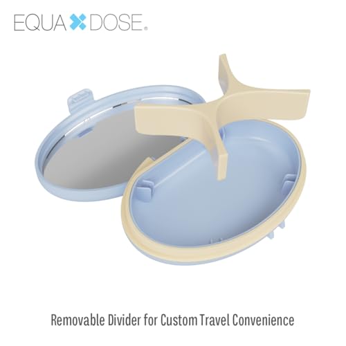 Equadose Oval Compact Pill Case, Portable Organizer with Mirror, Blue - color: Oval/Blue