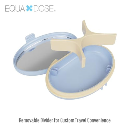 Equadose Oval Compact Pill Case, Portable Organizer with Mirror, Blue - color: Oval/Blue