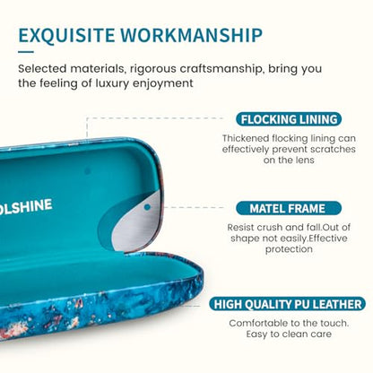 molshine Hard Shell Sunglasses Case, Classic Large Glasses Case for Women Men, Sunglass Eyeglasses - color: Ocean Blue