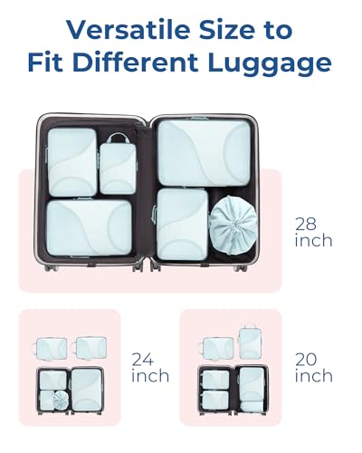 Bagsmart Compression Packing Cubes, Travel Bag Cruise Ship Essentials - color: Light Blue