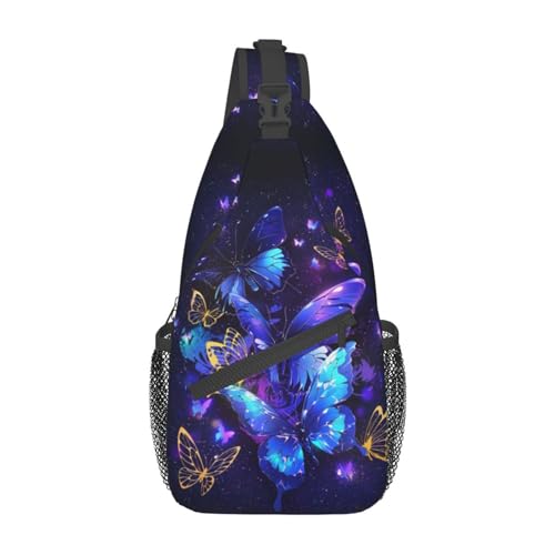 Butterflies Sling Bag Crossbody Sling Backpack for Women Men Travel Hiking Daypack Chest Shoulder Bag - color: 23