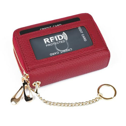 imeetu RFID Credit Card Holder, Small Card Wallet Women, Leather Card Case - color: Max - Red, size: Max