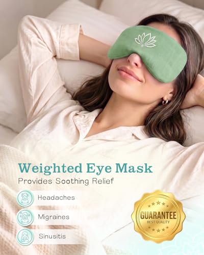 Hihealer Weighted Lavender Eye Pillow, Linen Flaxseed Eye Mask for Sleeping - color: Green