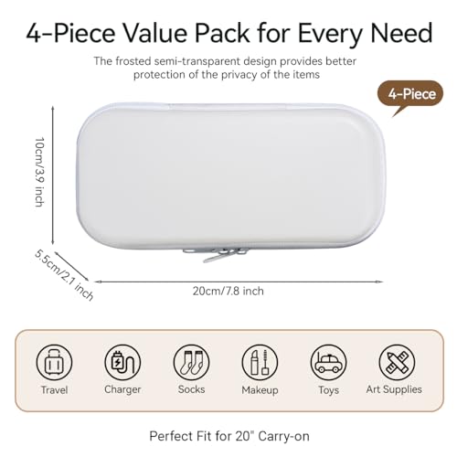 4 pcs Hard Shell Zipper Case, Hard Plastic Zipper Case, Travel Toiletry Bag, Diaper Bag Organizer Pouches Matte Hard Shell Cosmetic/Toiletry Pouch, Travel Organizer, Toy Storage Bins for Travel