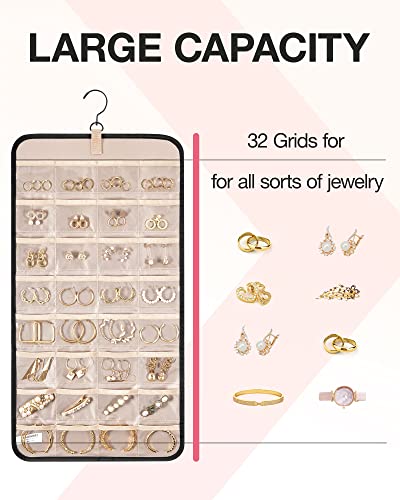BAGSMART Hanging Jewelry Organizer Necklace/Earring/Ring 2-Sided M Black - color: Black, size: Medium