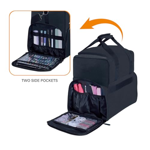 Large Makeup Bag with 3 Removable Case and 2 Removable Dividers,Black - color: Black